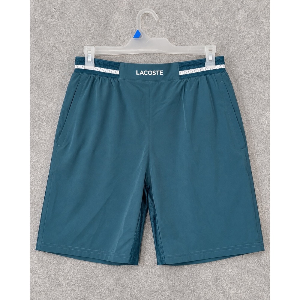 Lacoste Sport Novak Djokovic Mens Teal Blue Tennis Athletic Shorts Size M